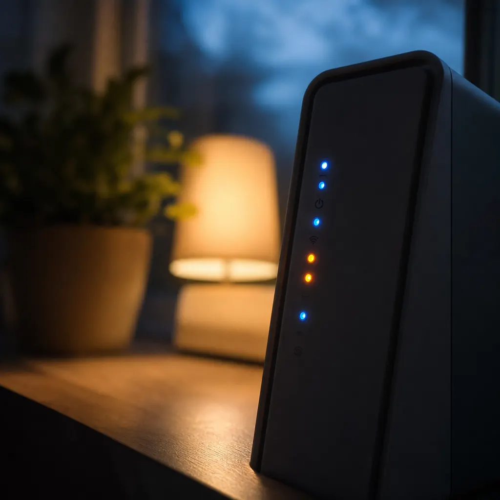 Datasim och router-koppling — illustrativt.