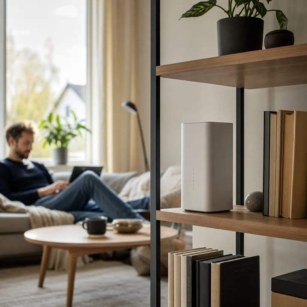 Mobilt bredband-router i ett svenskt hem.
